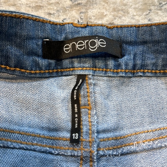 Energie | Faux Wrap Blue Jean Mini Skirt Size 13 - Picture 11 of 13